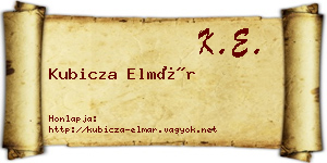 Kubicza Elmár névjegykártya